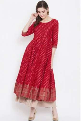 Ladies Cotton Anarkali Kurti by Meera Creations