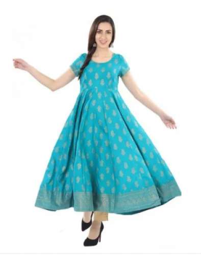 Ladies Cotton Long Anarkali Kurti by Meera Creations