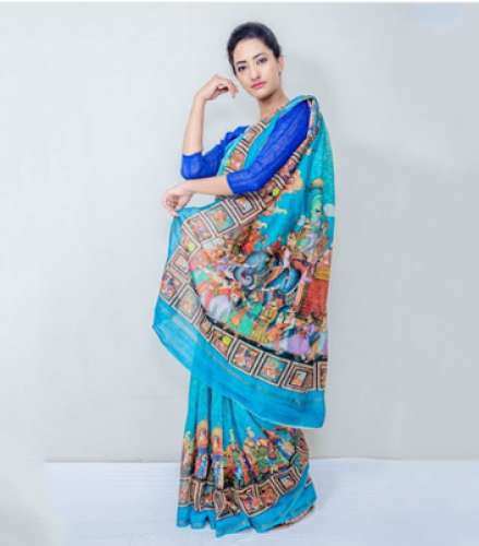 Digital Print Chanderi Saree by Manish Kumar Manoj Kumar Sarees Private Limited