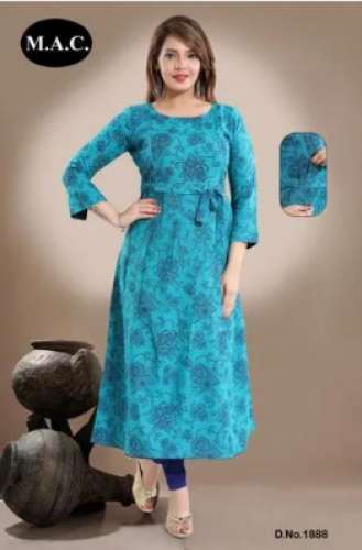 Ladies Rayon Long Kurti by Maa Ashapura Creation