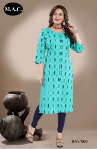 Ladies Rayon printed Kurti by M A C  by Maa Ashapura Creation