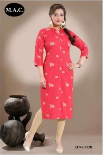 Ladies Rayon Straight Kurti by Maa Ashapura Creation