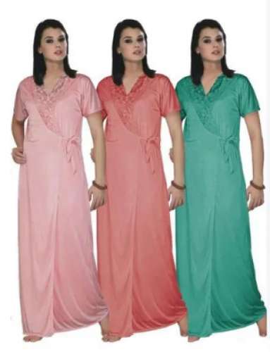 Ladies Plain Satin Night Gown by Yasmeen Exports