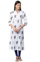 Ladies White Summer Cotton Kurti
