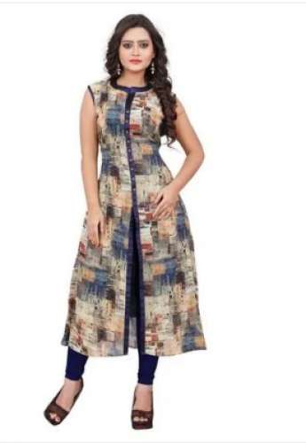 Sleeveless A-Line Cotton Kurti