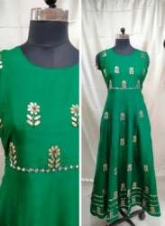 Sleeveless Green Long Anarkali Kurti