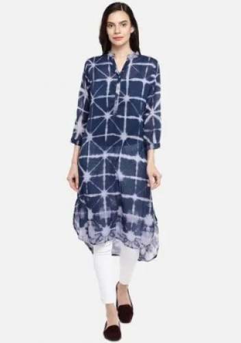 Blue Checks Printed Cotton Kurtis