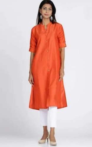 Daily Wear Plain Orange Kurtis  by Jailaxmi Collection