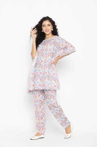 Fancy Cotton Printed 2pcs Kaftan Pajama Set