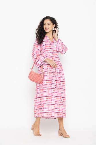 Formal Wear Pink Cotton One Piece Maxi Dress 
