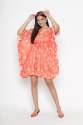 Orange Floral Printed short kaftan dress thumb 2