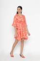 Orange Floral Printed short kaftan dress thumb 3