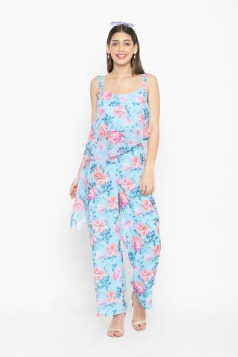 Sleeve less Top with palazzo Pant 2pcs Dress