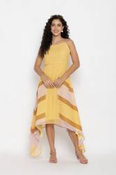 Yellow Tail Cut Georgette One Piece Western Dress