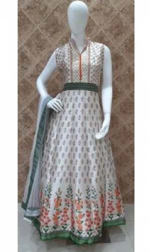 Festive Wear Silk Printed Gown  by Rajesh Jain Sons