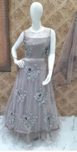 Flower Design Net Embroidered Gown  by Rajesh Jain Sons