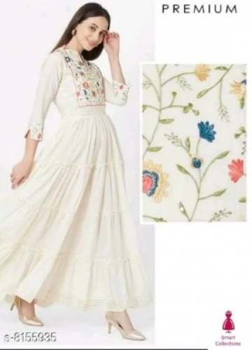 Premium Quality White Gown Style Kurtis  by Smart Collection Burqa House