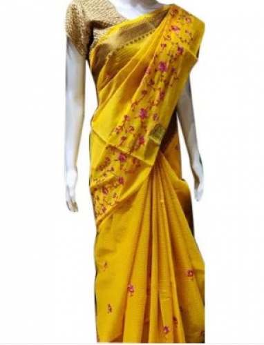 Embroidered Kota Doria cotton Saree  by Rooplaxmi Handloom Silks