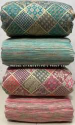 Multicolour Silk Cotton printed Chanderi Fabric 