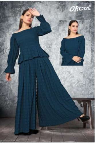 Blue color Ladies Party Wear Dress suit Western Dress by Shrinath Silk Mills