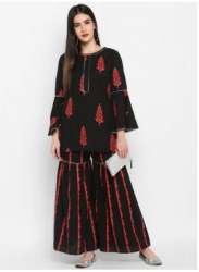 Ladies Cotton Slub Kurti Palazzo Suit