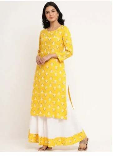 Ladies Printed Fancy Rayon Kurti Skirt Set