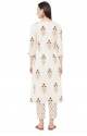 Ladies White A Line Cotton Kurti Pant Set thumb 2