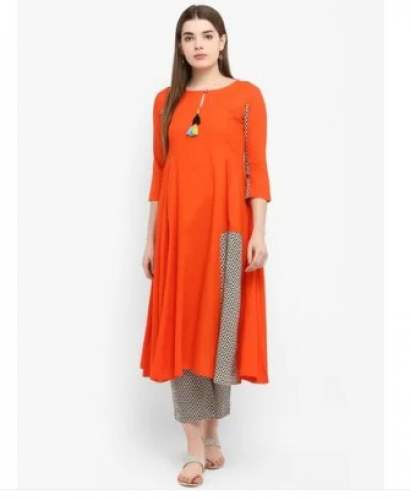 Straight Stiched Rayon Kurta & Palazzo Set by Daabu