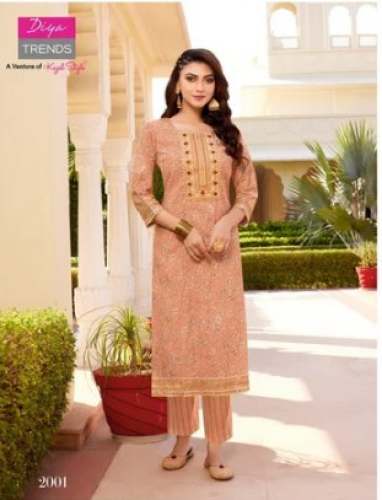 Ladies Embroidery Kurti With Pant Collection by Cotton Duniya