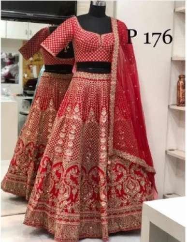 Red Bridal Lehenga Choli by WORLD ONE IMPORT EXPORT LLP