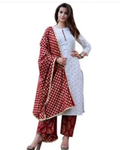 Cotton Kurti Pant with Dupatta Set by Uddeshy Textiles