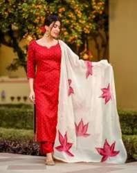 Uddeshy Textiles Red Palazzo Kurti Set