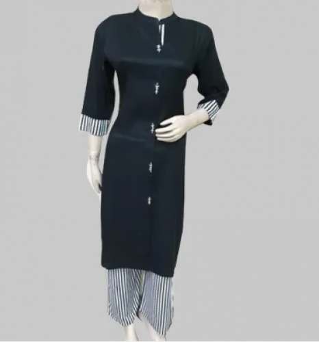 ADAA Cotton Plain Kurti with Palazzo Set by ADAA