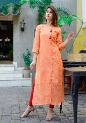 Ladies Silk Printed Kurti by Pooja Fashions