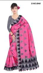 Ladies Cotton Linen Ikkat Print Saree