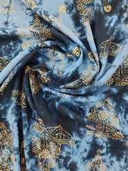Tradeuno Ice Blue Rayon Foil Print Fabric