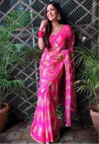 Ladies Pink fancy Georgette Saree by REWA FASHION