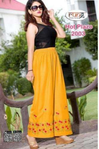 Yellow Embroidered Work Palazzo by Rudra Collections