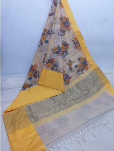 Casual Printed Banarasi Saree by Salemeen fabrics