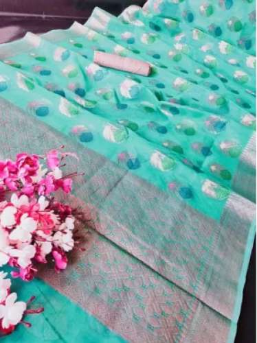 Ladies Kora Muslin Banarasi Saree by Salemeen fabrics