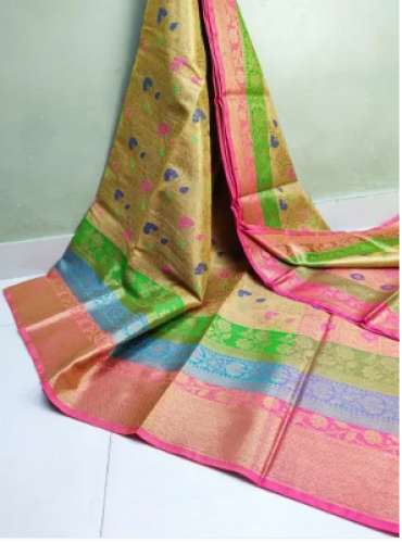 Ladies Banarasi Kora Muslin Saree by Hamida Fabric