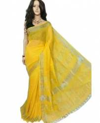 Formal Wear Pure Linen Plain Saree 