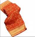Orange Khadi Printed Saree For Women