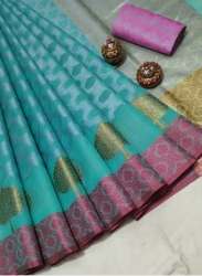 Party Wear Kora Muslin Banarasi Silk Saree 