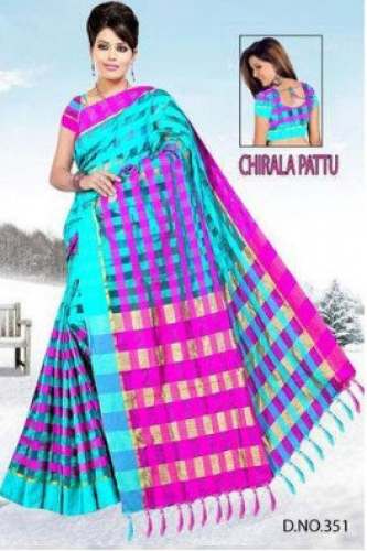 Regular Use Checks Design Cotton Saree  by Shree Pushpa Sarees