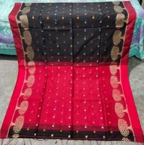 Stylish Silk Cotton Red and Black Saree by Bharati Textile