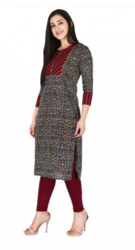 Cotton Straight Floral Print Kurti by Kannahi