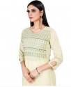 Cream Color Neck Design Cotton Kurti