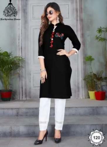 Stand Collar Neck Black Formal Kurti Pant Set by Bhadar Technologies Pvt Ltd