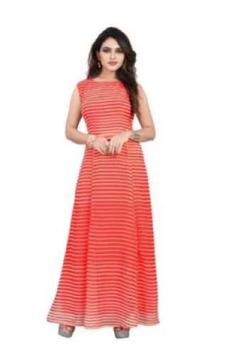 Sleeveless Long Party Wear Dress by Radhamadhav Enterprise